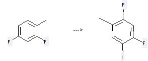 2,4-Difluorotoluene can react with to get 1,5-Difluoro-2-iodo-4-methyl-benzene. 